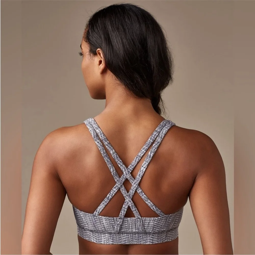 Lululemon Energy Sports Bra 4 Power Luxtreme Arrow Jacquard Silver Spoon Size 8 - Picture 2 of 7